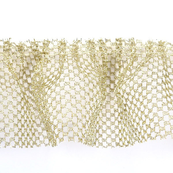 【数量5から】 フリルリボンテープ 『ラメネットボックス 幅約80mm ゴールド BF366』