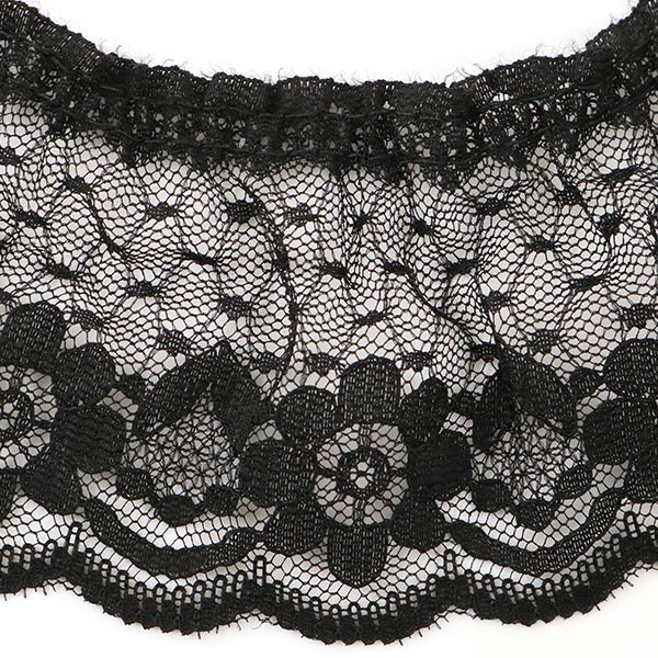 【数量5から】 レースリボンテープ 『ラッセルフリル 約65mm幅 ブラック 83027-18』