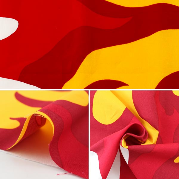 【数量5から】 生地 『鬼火柄 ブロード 赤×黄色 99078-7A』