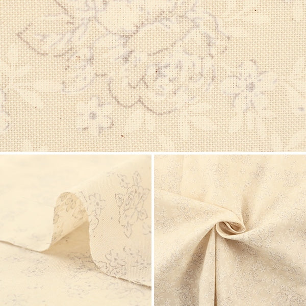 【数量5から】 生地 『スケア ラッカープリント 小花柄 キナリ×ホワイト KW-3115-12A』