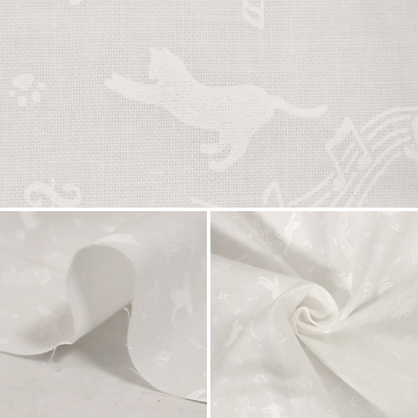 【数量5から】 生地 『スケア ラッカープリント ねこ柄 ホワイト×ホワイト KW-3115-11H』