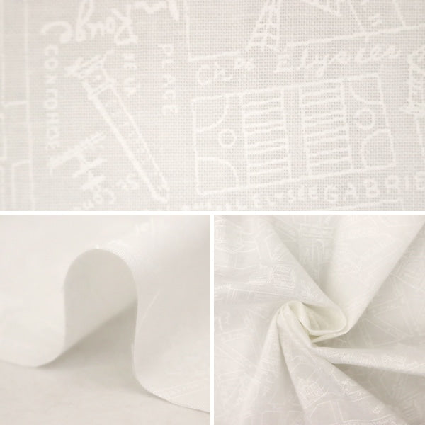 【数量5から】 生地 『スケア ラッカープリント 地図柄 ホワイト×ホワイト KW-3115-4H』