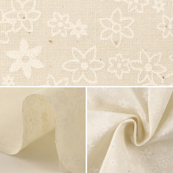 【数量5から】 生地 『シーチング ラッカープリント 小花柄 生成 (カス残し) ×ホワイト WD347-2B』