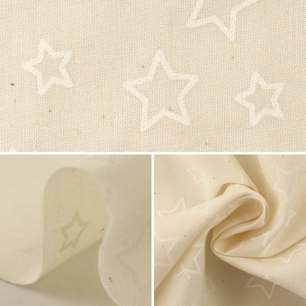 【数量5から】 生地 『シーチング ラッカープリント スター柄 生成 (カス残し) ×ホワイト WD347-4B』