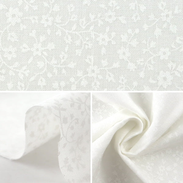 【数量5から】 生地 『シーチング ラッカープリント 小花柄 ホワイト×ホワイト WD347-5A』