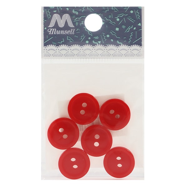 زر "زر فتحتين 15 ملم 6 قطع أحمر PYTD20-15"