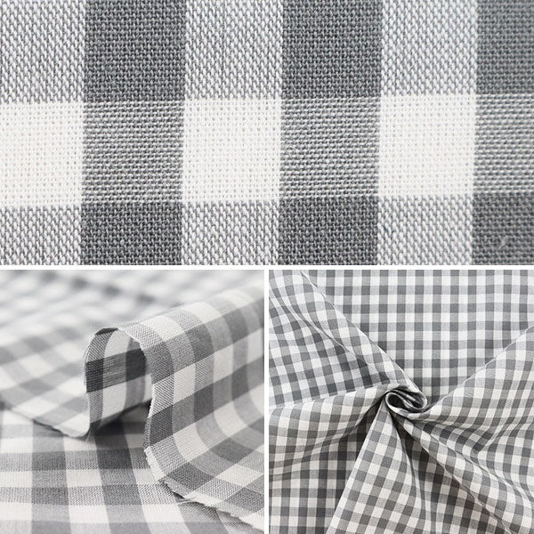 【数量5から】 生地 『先染ギンガム 大 グレー CO-GIL-GY』