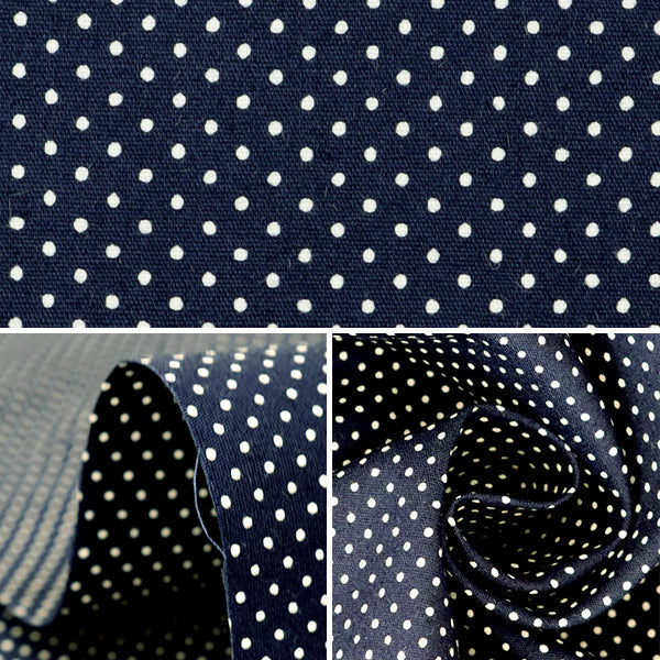 【数量5から】 生地 『水玉ブロードプリント 極小 紺地×白 88190-1-12』