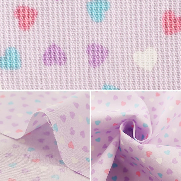 【数量5から】 生地 『ブロード ホーミーコレクション パステルハート パープル DH13097S-F』