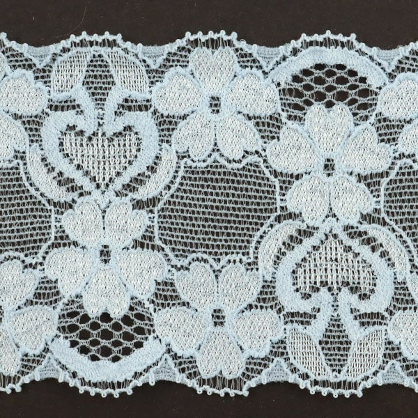 【数量5から】 レースリボンテープ 『ストレッチレース 幅約60mm 水色 YD20180-3』