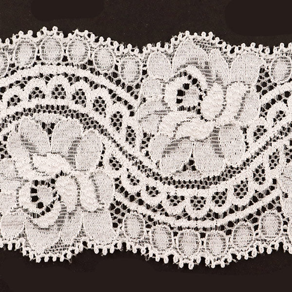 【数量5から】 レースリボンテープ 『ストレッチレース 幅約65mm 白 YDKJ2001R-2』