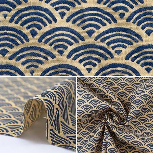 【数量5から】 生地 『シーチング 和柄 青海波 青 88220-1-2』