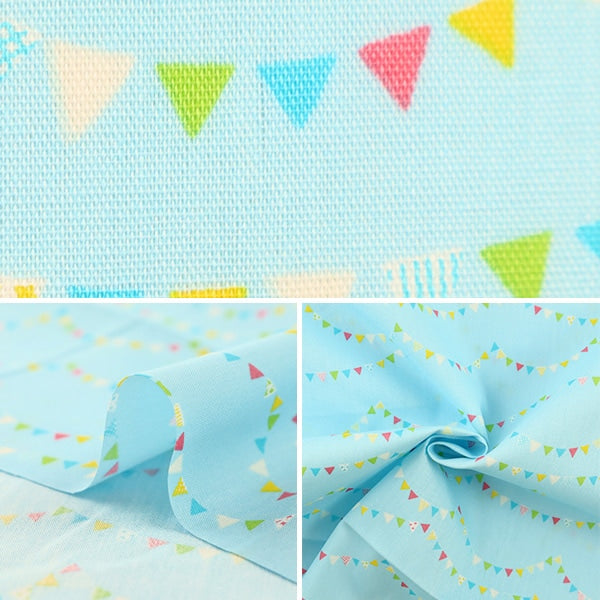 【数量5から】 生地 『シーチング ホーミーコレクション 約110cm幅 ガーランド柄 ライトブルー DH13062S-C』