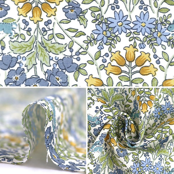【数量5から】 生地 『ブロードプリント 花柄 ブルー KTS6084-C』 COTTON KOBAYASHI コットンこばやし 小林繊維
