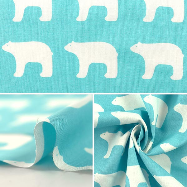 【数量5から】 生地 『kippis(キッピス) シーチング 小さなシロクマ KPS-39C』