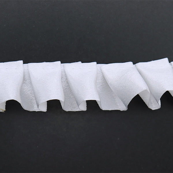 【数量5から】 フリルリボンテープ 『サテンフリル 白 1番色 8100F-1』