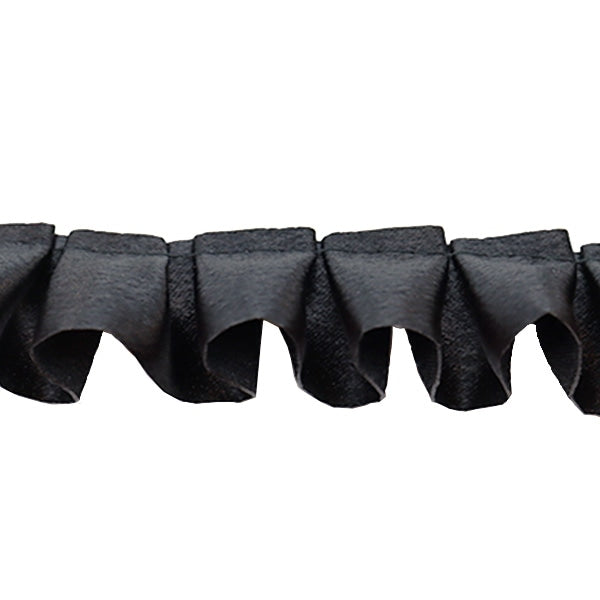 【数量5から】 フリルリボンテープ 『サテンフリル 黒 10番色 8100F-10』