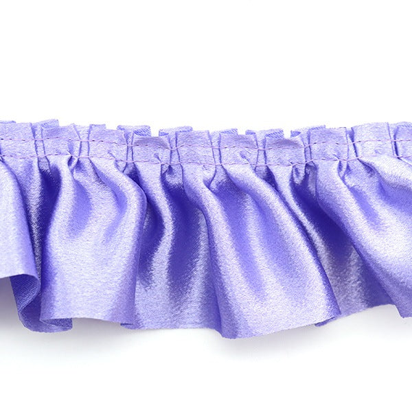 【数量5から】 フリルリボンテープ 『サテンボックスフリル 幅約6.5cm 18番色 紫 650BF-18』