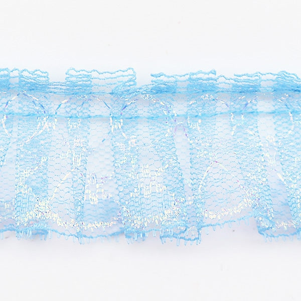 【数量5から】 レース 『ラッセルフリル 幅約3.3cm サックス 03415Y-5』