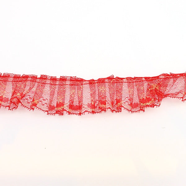【数量5から】 レース 『ラッセルフリル 幅約3.3cm 赤 03415Y-8』