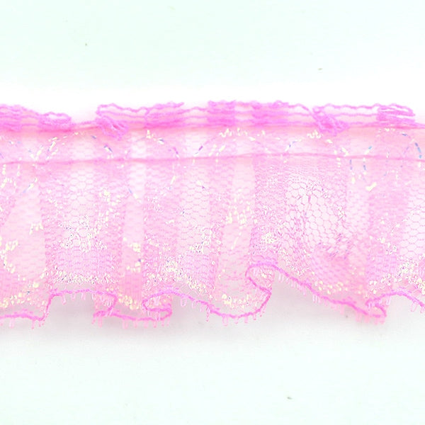 【数量5から】 レース 『ラッセルフリル 幅約3.3cm ピンク 03415Y-3』