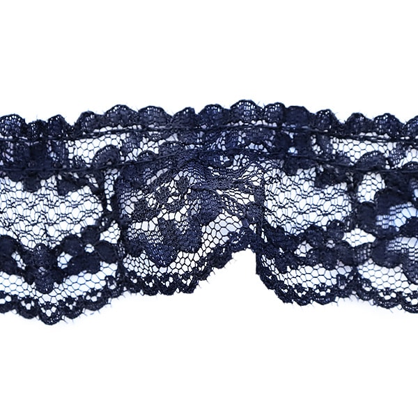 【数量5から】 レース 『ラッセルフリル 17番色 紺 51442Y-17』