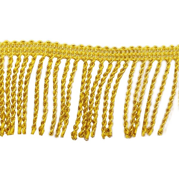 【数量5から】 手芸ブレード 『ラメフリンジ 幅約4cm 2番色 金×黄色 9699』