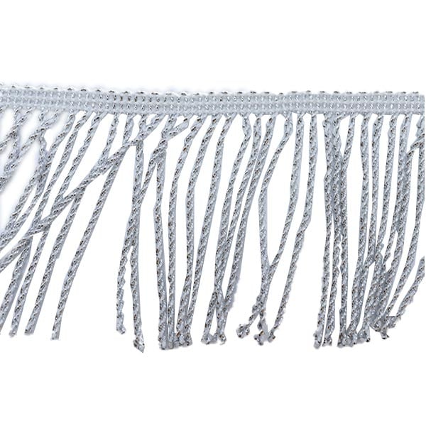 【数量5から】 手芸ブレード 『ラメフリンジ 幅約7cm 1番色 銀×白 9699A』