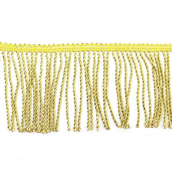 【数量5から】 手芸ブレード 『ラメフリンジ 幅約7cm 3番色 金×白 9699A』