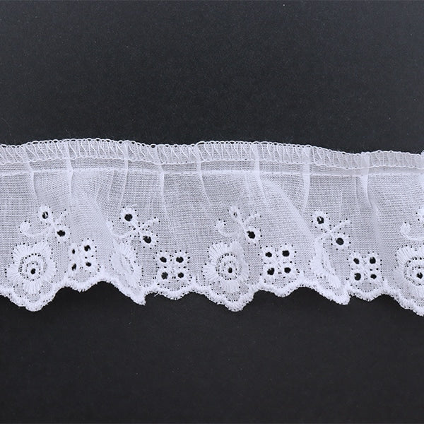 【数量5から】 レース 『綿フリル 1番色 7585F-1』