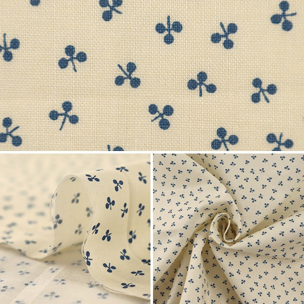 【数量5から】 生地 『抗ウイルス機能繊維CLEANSE® (クレンゼ®) スケア クローバー柄 キナリ×ブルー ZES10313-B』