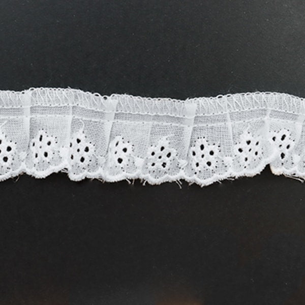 【数量5から】 レース 『綿フリル 幅約2cm 1番色 4712F-1』