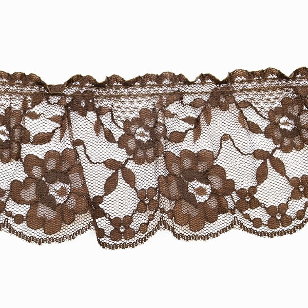 【数量5から】 レース 『ラッセルフリル 16番色 茶 YD26672』