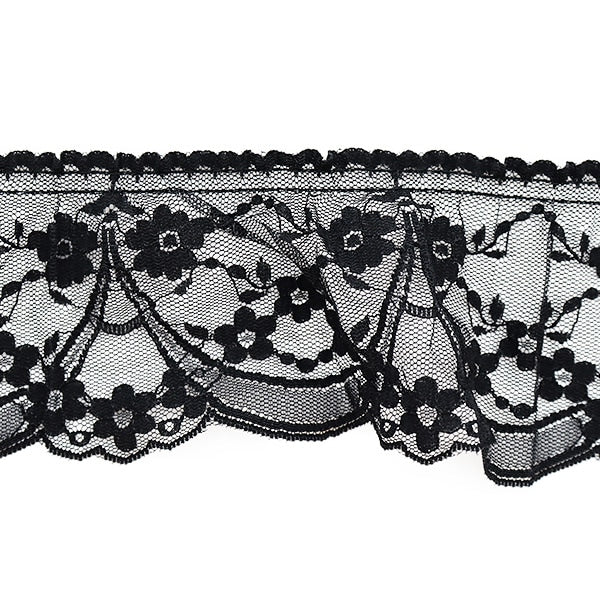 【数量5から】 レース 『ラッセルフリル 18番色 黒 YD12802』