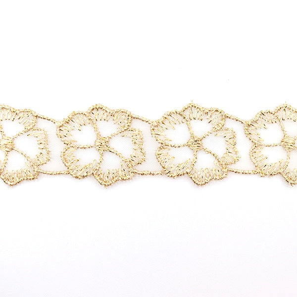 【数量5から】 レースリボンテープ 『ゴールドラメナイロンレース ゴールド 873001』