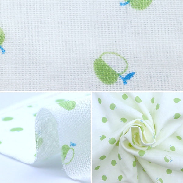 【数量5から】 生地 『Wガーゼ ホーミーコレクション りんご モスグリーン GH10322S-B』