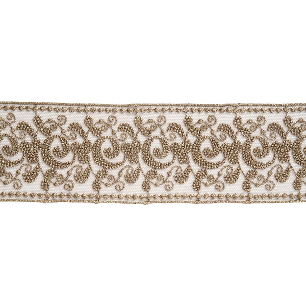 【数量5から】 レースリボンテープ 『メタリックチュールレース 62422CK 48番色』 MOKUBA 木馬