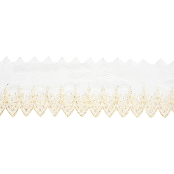 【数量5から】 レースリボンテープ 『メタリックチュールレース 62426K 00番色』 MOKUBA 木馬