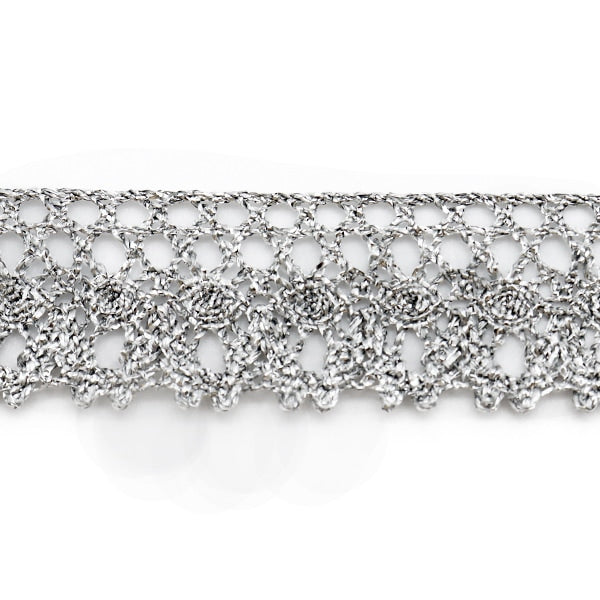 【数量5から】 レースリボンテープ 『ラメトーション シルバー 35-S』