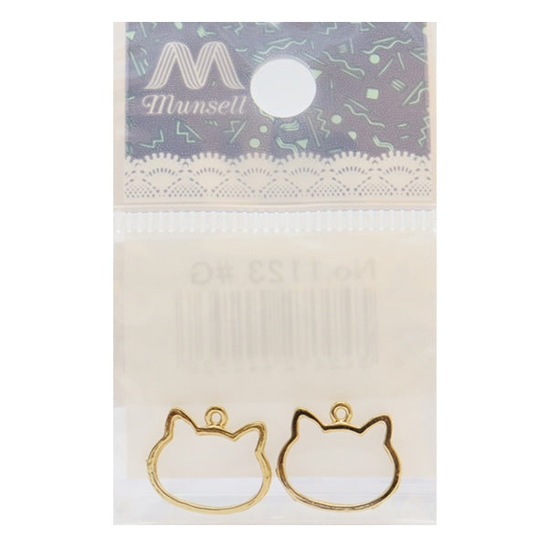 手芸金具 『ねこフレーム ゴールド 2個入り No.1123』