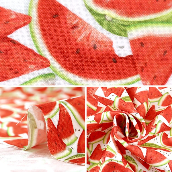 【数量5から】 生地 『インクジェットプリント スイカ 19794-377』 USAコットン
