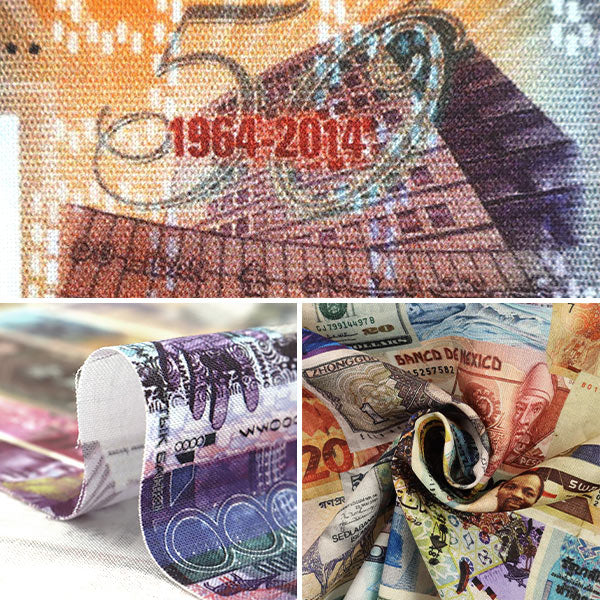 【数量5から】 生地 『インクジェットプリント 紙幣 19645-205』 USAコットン