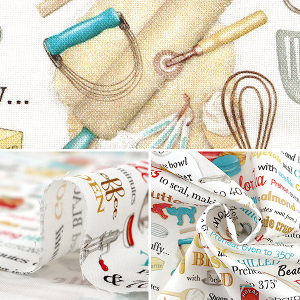 【数量5から】 生地 『インクジェットプリント クッキング 19297-1』 USAコットン