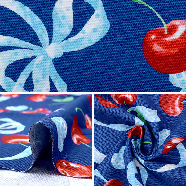 【数量5から】 生地 『オックス クラシカルモダン チェリー ブルー CMOF-49』