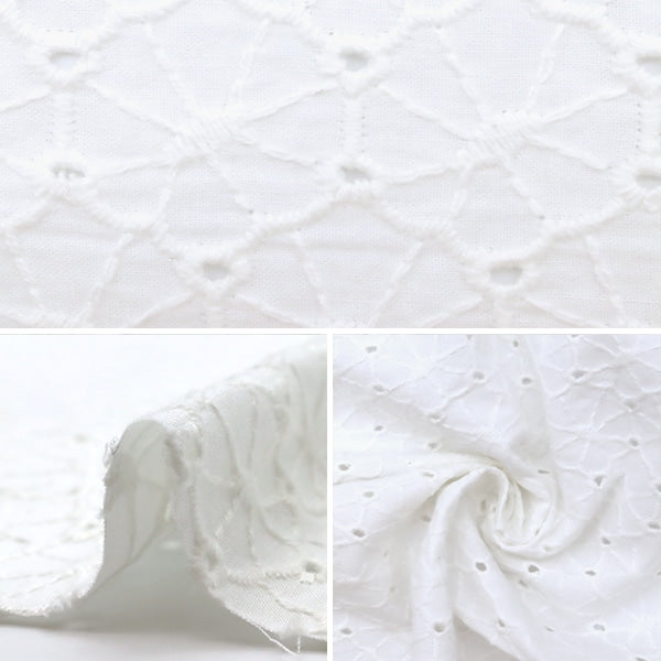 【数量5から】 生地 『綿 オールオーバーレース ホワイト BEI-30016』