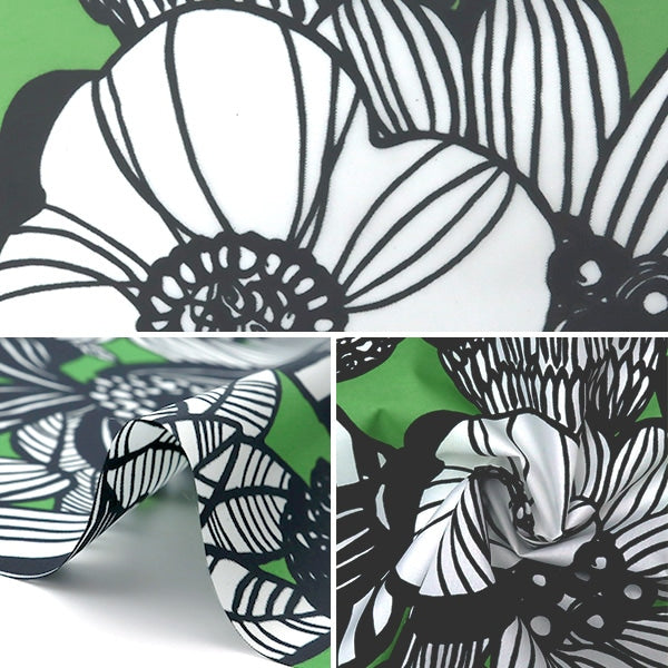 【数量5から】 生地 『ナイロンタフタ アートフラワー グリーン UP5767-B う早この布』 COTTON KOBAYASHI コットンこばやし 小林繊維