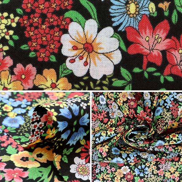 【数量5から】 生地 『60ローン FlownnyII レトロ小花 ブルー NFA-1010-16F』 KOKKA コッカ