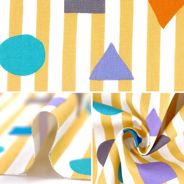 【数量5から】 生地 『抗菌・防臭加工オックス 図形柄 イエロー SK20-CTSST-B』