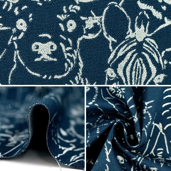 【数量5から】 生地 『抗菌・防臭加工オックス アニマル柄 ブルー×ラメシルバー SK20-ANGRO-C』