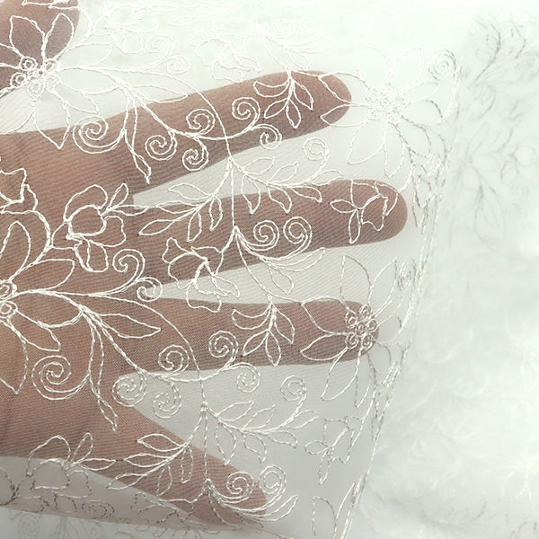 【数量5から】 生地 『オーガンジーAOレース 白 E9512-1』